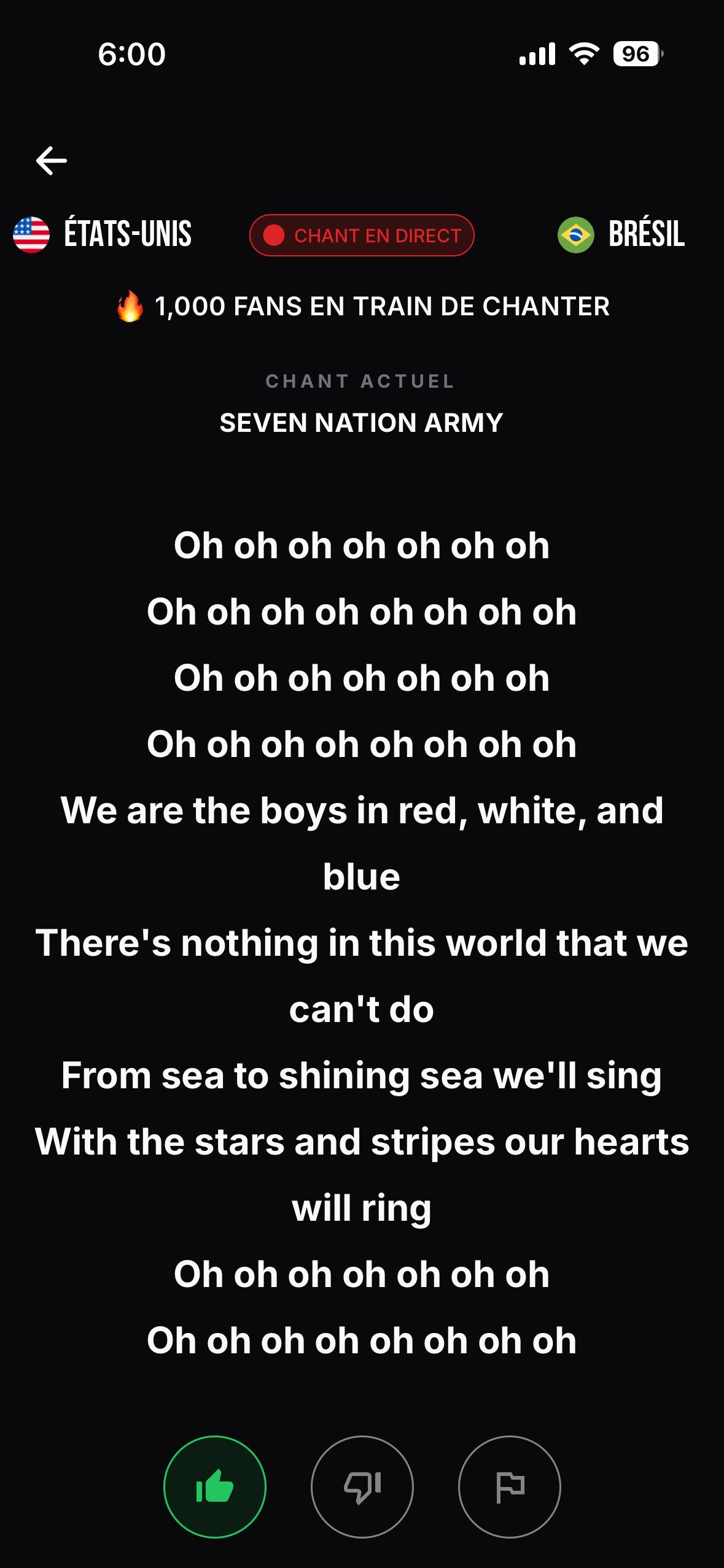 Écran de chant en direct sur ChantMaster